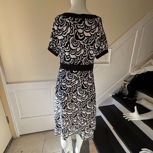 Tahari Black and White Swirl Dress